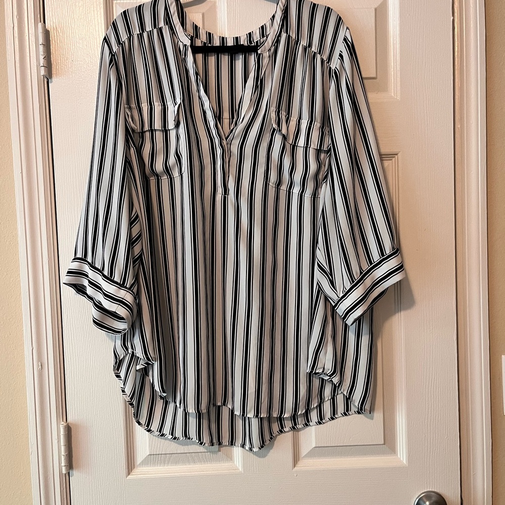 Black and White Stripe Blouse